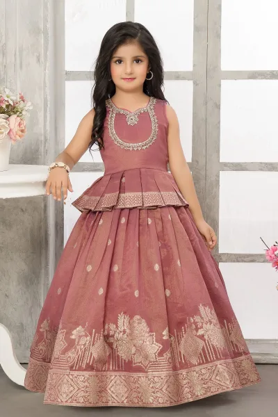 Onion Stone, Beads, Zardozi and Banaras Zari work Long Party Gown